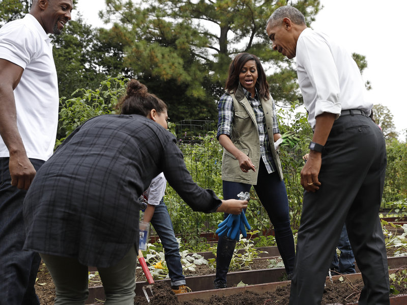 Vợ chồng Obama thu hoạch rau trong vườn South Lawn Nhà Trắng 