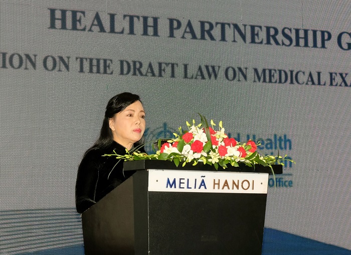 PGS.TS.Nguyễn Thị Kim Tiến, Bộ trưởng Bộ Y tế phát biểu tại Cuộc họp Nhóm Đối tác Y tế (HPG) về Tham vấn Dự thảo Luật Khám bệnh, chữa bệnh (sửa đổi)