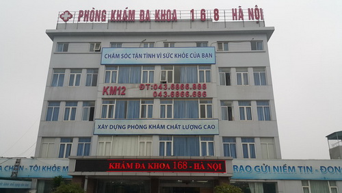Phòng khám đa khoa 168 Hà Nội - nơi xảy ra tai biến khiến một thai phụ chết não và vừa tử vong.
