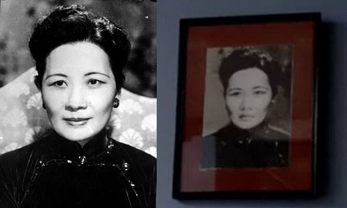 Chân dung bà Tống Mỹ Linh (bên trái), phim Dạ cổ hoài lang biến thành di ảnh (bên phải) để thờ gây bức xúc dư luận vừa qua.