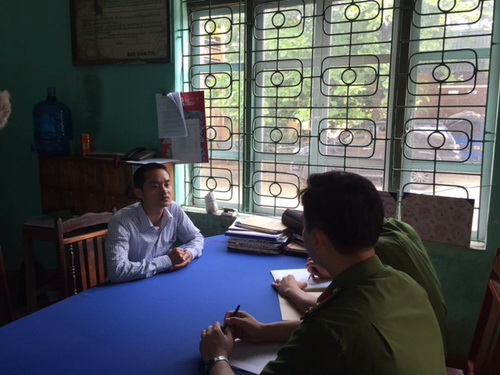 Cơ quan công an làm việc với đối tượng Nguyễn Văn Hiếu.