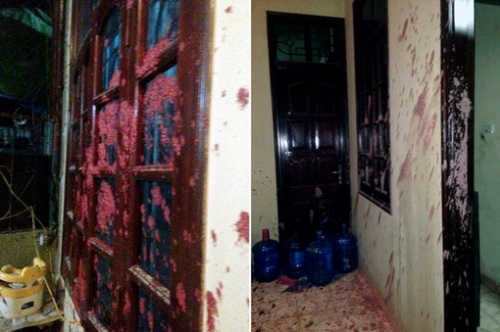 Các đối tượng ném “bom bẩn” vào nhà dân ở Văn Quán, Hà Nội.