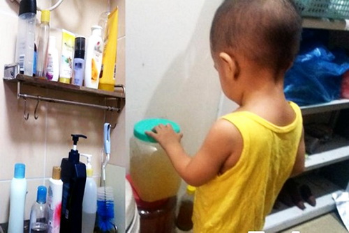 Tất cả mọi hoạt chất tẩy rửa trong nhà cần để khuất khỏi tầm với của trẻ.