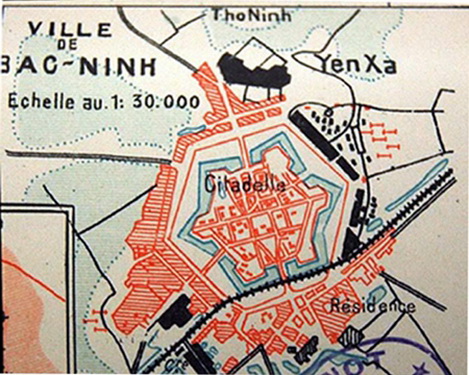 Sơ đồ thành cổ Bắc Ninh (vẽ năm 1909).