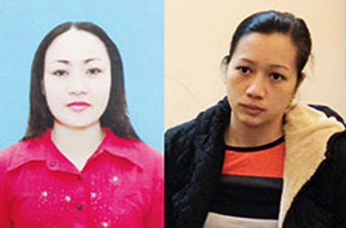 Hai đối tượng Nguyễn Thị Thu Thủy (trái) và Trần Thanh Vân.