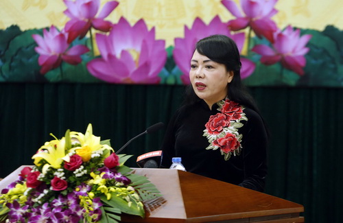Bộ trưởng Bộ Y tế Nguyễn Thị Kim Tiến phát biểu tại Hội nghị. Bộ trưởng Bộ Y tế Nguyễn Thị Kim Tiến phát biểu tại Hội nghị.