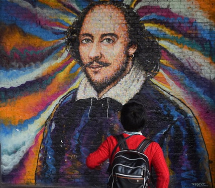 Chân dung William Shakespeare do họa sĩ, người đặc biệt ngưỡng mộ văn hào, vẽ tặng.