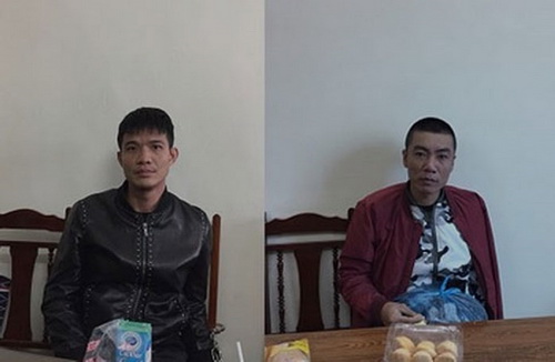 Các đối tượng Chu Việt Long, Chu Hải Xuân và tang vật vụ án bị thu giữ.
