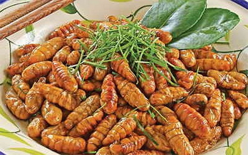 Nhộng tằm xào hẹ.