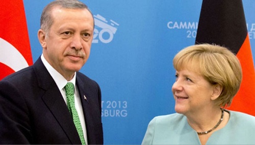 Tổng thống Thổ Nhĩ Kỳ Recep Tayyip Erdogan và người đồng cấp Đức trong cuộc gặp ngày 28/9.