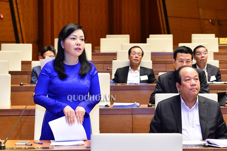 Bộ trưởng Bộ y tế Nguyễn Thị Kim Tiến phát biểu tại phiên thảo luận. Ảnh:chinhphu.vn