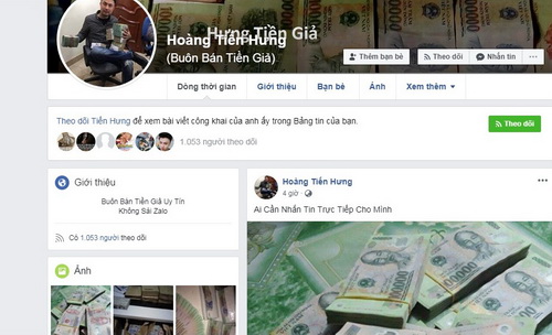 Nhiều trang mạng công khai bán tiền giả.