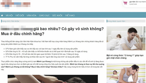Tất cả các trang web bán thực phẩm chức năng đều là dạng sao chép, không có bất kỳ thông tin gì về địa chỉ, liên lạc.