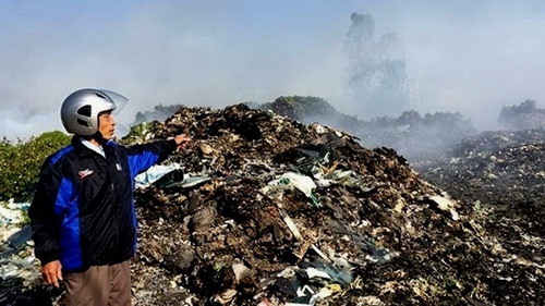 Việc đốt rác gây ô nhiễm môi trường, ảnh hưởng nghiêm trọng đến cuộc sống người dân thị trấn Ninh Giang.