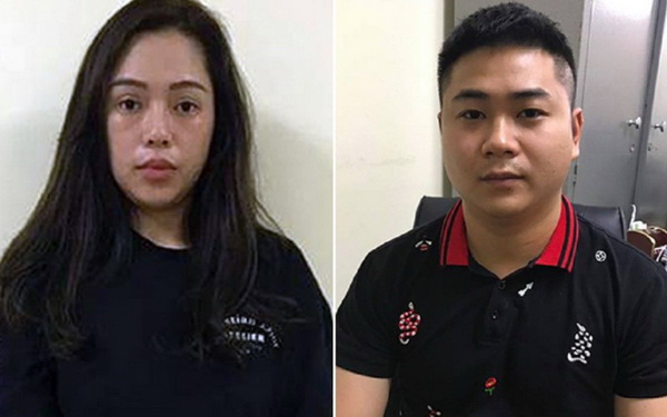 Nguyễn Thị Hương Ly và Nguyễn Đức Mạnh tại cơ quan công an.