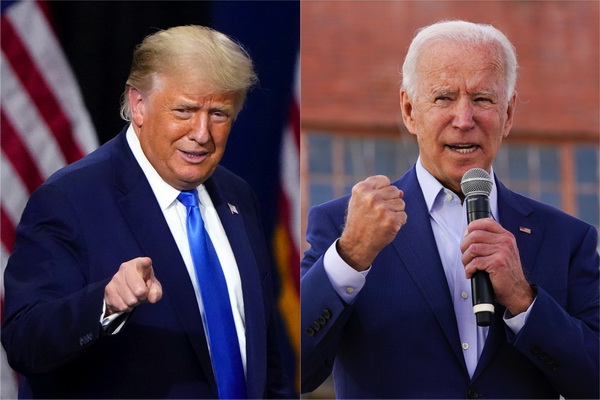 Tổng thống Donald Trump (trái, ảnh) và cựu Phó Tổng thống Joe Biden - 2 ứng viên Tổng thống Mỹ 2020.