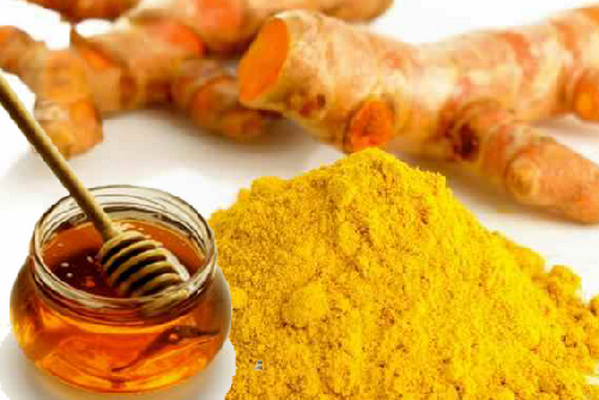 Nghệ tán bột dùng với mật ong ăn chữa đau dạ dày.
