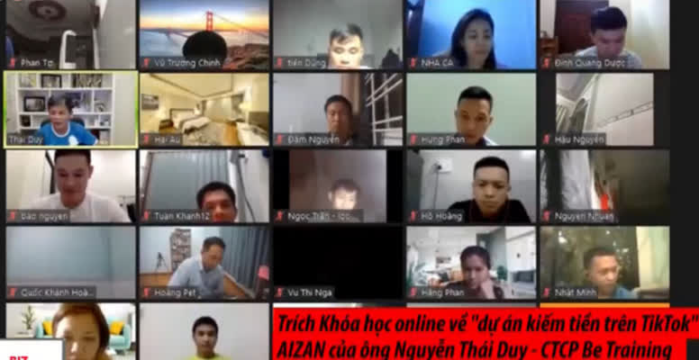Khóa học online “dự án kiếm tiền trên TikTok” Aizan của ông Nguyễn Thái Duy.