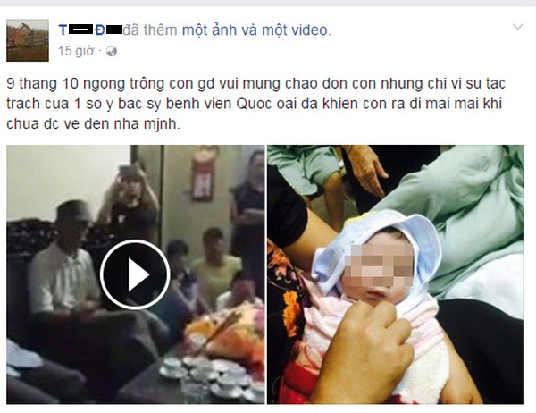 clip ôm thi hài bé trai đến BV Quốc Oai đăng tải trên mạng xã hội