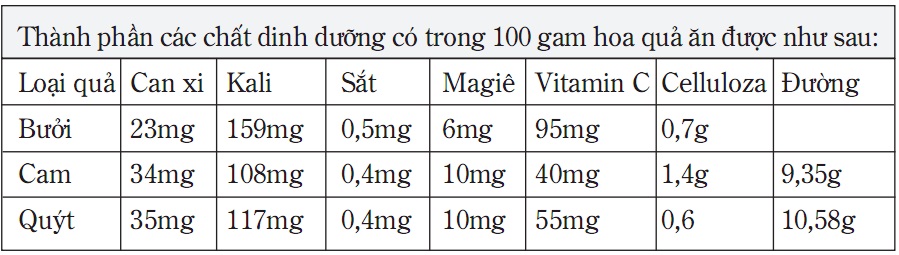 Giá trị của bưởi, cam, quýt với sức khỏe