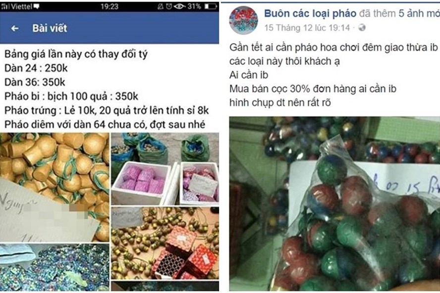 Ngang nhiên rao bán pháo trên mạng xã hội