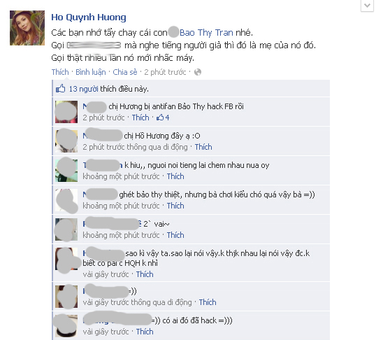 Ho Quynh Huong bi hack facebook