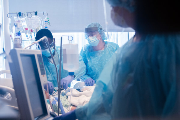 An extracorporeal membrane oxygenation, or ECMO, room, where coronavirus patients struggling to breathe are treated, at a Northwestern Medicine facility in Chicago.