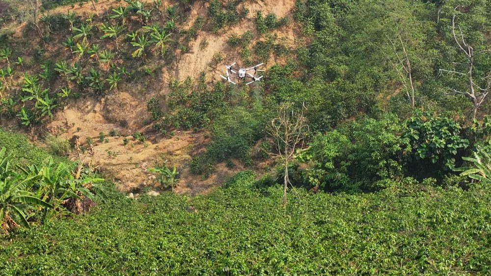 UAV gùi cà phê, phun thuốc trừ sâu, vận chuyển thuốc giữa núi rừng Điện Biên - Ảnh 5.