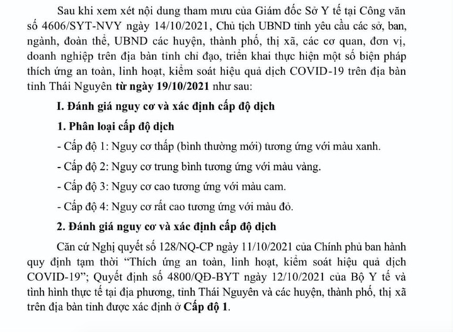 Thái Nguyên bỏ quy định người đến tỉnh từ vùng cấp độ 1, 2, 3 phải cách ly, lấy mẫu - Ảnh 2.