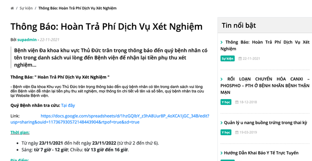 Bệnh viện đa khoa khu vực Thủ Đức trả lại tiền thu sai cho hàng trăm ngàn người bệnh - Ảnh 1.