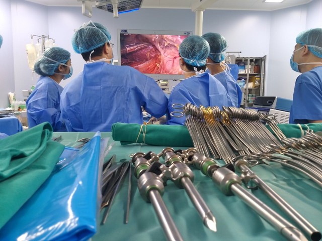 Lần đầu tiên tại Việt Nam thực hiện kỹ thuật nội soi lấy mảnh gan từ người hiến sống ghép gan - Ảnh 3.
