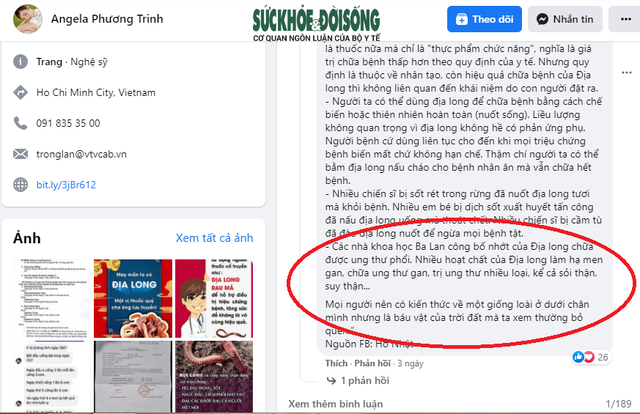 Angela Phương Trinh nói địa long chữa COVID-19 và ung thư, chẳng lẽ làm ngơ? - Ảnh 6.