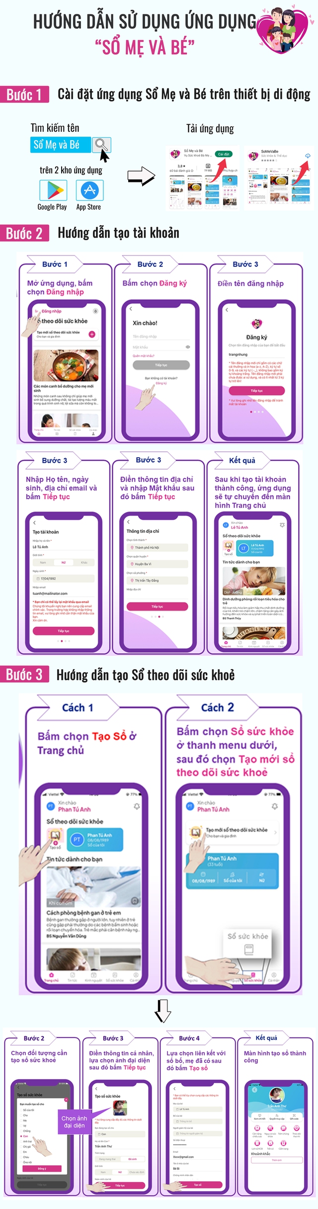 [Infographic] - Hướng dẫn cài đặt ứng dụng 'Sổ Mẹ và Bé' - Ảnh 1.