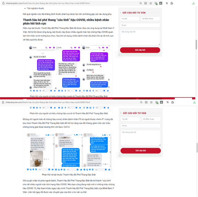 Nhất Nam Y Viện quảng cáo thuốc điều trị hậu COVID-19, hạ thấp uy tín của bệnh viện để quảng cáo dịch vụ phòng khám - Ảnh 1.