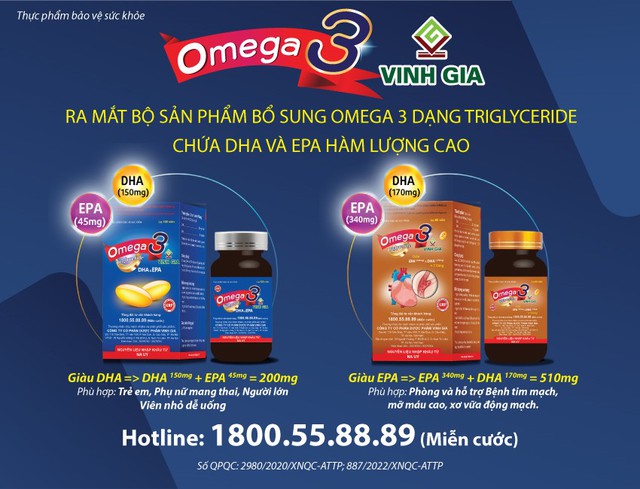 Dược Phẩm Vinh Gia “Ra mắt bộ sản phẩm Omega-3 dạng Triglyceride với DHA và EPA cao từ NaUy” - Ảnh 1. Dược Phẩm Vinh Gia “Ra mắt bộ sản phẩm Omega-3 dạng Triglyceride với DHA và EPA cao từ NaUy” - Ảnh 1.