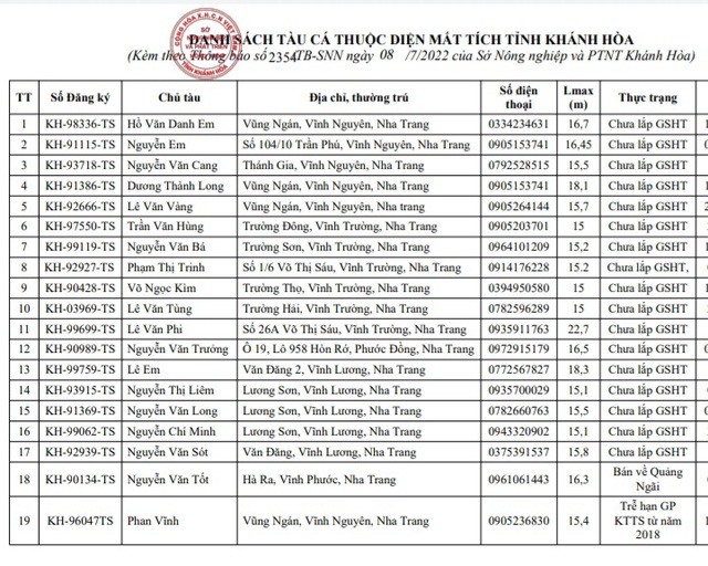 Vì sao 19 tàu cá ở Khánh Hòa bị đưa vào diện mất tích? - Ảnh 1.