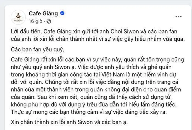 Cafe Giảng lên tiếng sau khi được cho thiếu tôn trọng thành viên nhóm Super Junior - Ảnh 3.
