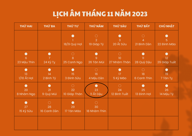 Lịch âm 23/11 - Âm lịch thời điểm hôm nay 23/11 - Lịch vạn niên ngày 23/11/2023- Hình ảnh 1.