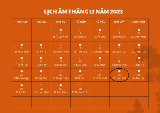 Lịch âm 25/11 - Âm lịch hôm nay 25/11 - Lịch vạn niên ngày 25/11/2023- Ảnh 1.