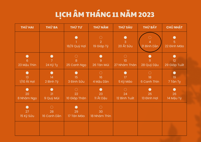 Lịch âm 4/11 - Âm lịch hôm nay 4/11 - Lịch vạn niên ngày 4/11/2023 - Ảnh 1.