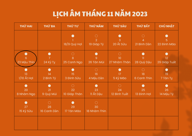 Lịch âm 6/11 - Âm lịch hôm nay 6/11 - Lịch vạn niên ngày 6/11/2023 - Ảnh 1.