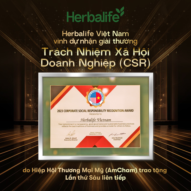 Herbalife Việt Nam liên tiếp nhận được giải thưởng Trách Nhiệm Xã Hội Doanh Nghiệp (CSR)- Ảnh 1.