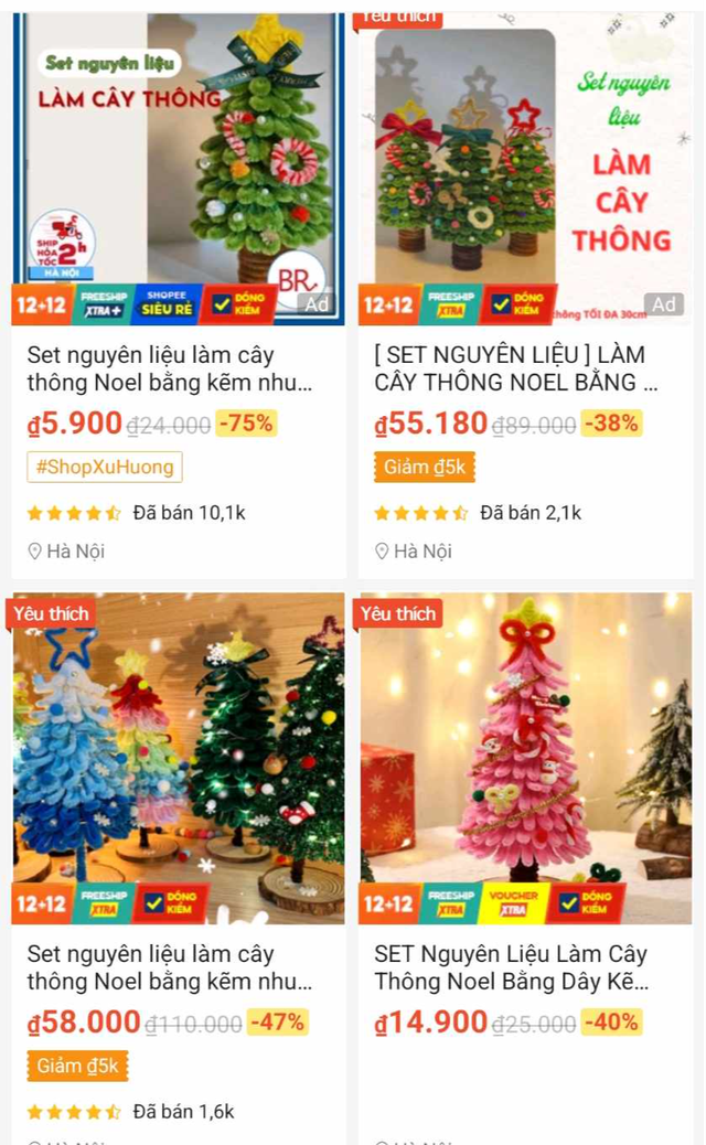 Giới trẻ mê mẩn trào lưu làm cây thông Noel bằng kẽm nhung- Ảnh 3.