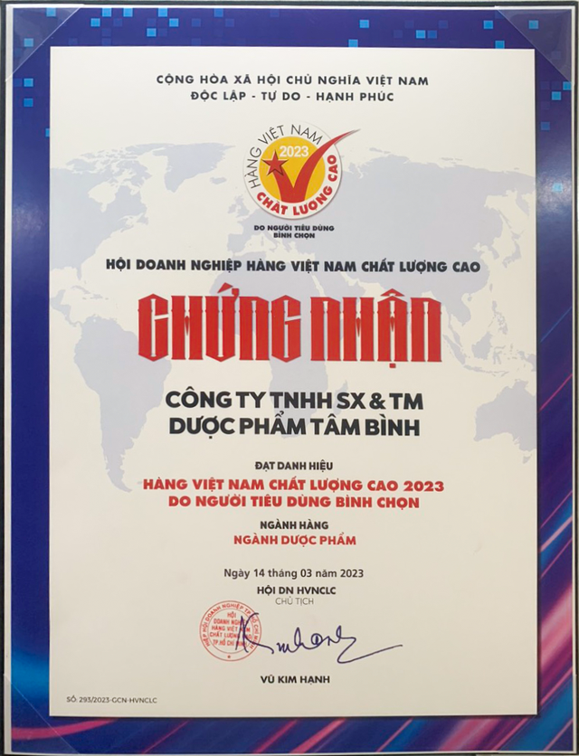 Dược phẩm Tâm Bình lần thứ 5 liên tiếp đạt chứng nhận Hàng Việt Nam chất lượng cao - Ảnh 2.