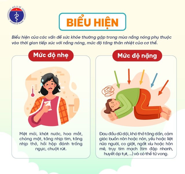 [Infographic] - Dấu hiệu say nắng, say nóng hoặc đột quỵ do nóng, cách xử trí và phòng ngừa - Ảnh 2.