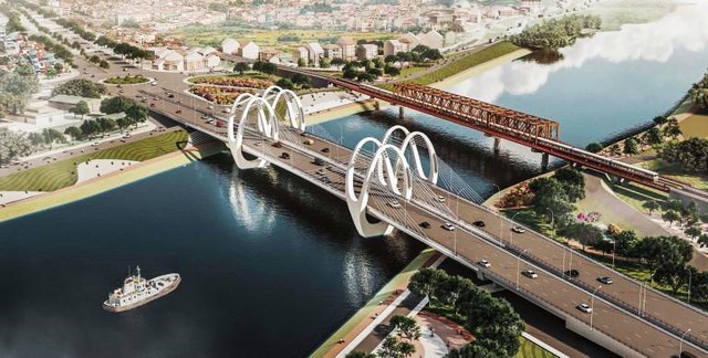 Cầu vượt sông Đuống hơn 1.800 tỷ chính thức được khởi công - Ảnh 1.