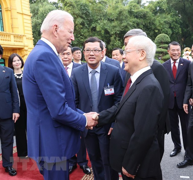 Tổng Bí thư Nguyễn Phú Trọng chủ trì Lễ đón chính thức Tổng thống Hoa Kỳ Joe Biden - Ảnh 3.