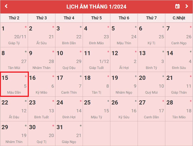 Lịch âm 15/1 - Âm lịch hôm nay 15/1 - Lịch vạn niên ngày 15/1/2024- Ảnh 1. Lịch âm 15/1 - Âm lịch hôm nay 15/1 - Lịch vạn niên ngày 15/1/2024- Ảnh 1.