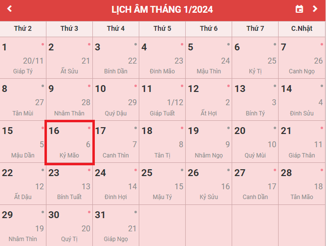 Lịch âm 16/1 - Âm lịch hôm nay 16/1 - Lịch vạn niên ngày 16/1/2024- Ảnh 1. Lịch âm 16/1 - Âm lịch hôm nay 16/1 - Lịch vạn niên ngày 16/1/2024- Ảnh 1.