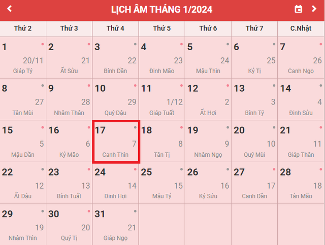 Lịch âm 17/1 - Âm lịch hôm nay 17/1 - Lịch vạn niên ngày 17/1/2024- Ảnh 1. Lịch âm 17/1 - Âm lịch hôm nay 17/1 - Lịch vạn niên ngày 17/1/2024- Ảnh 1.